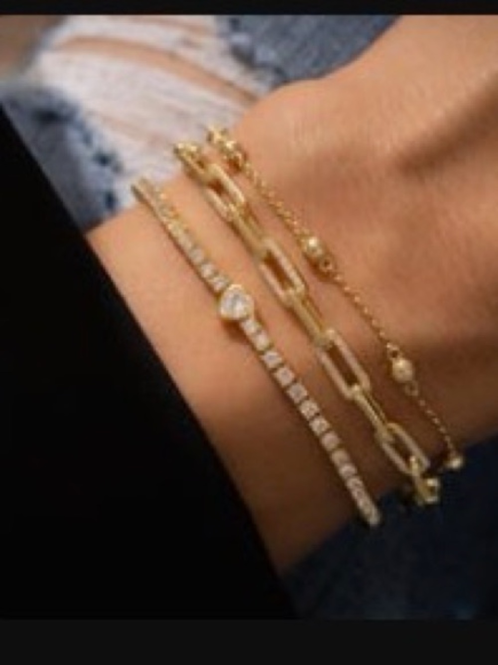 Sami Jewels Gold Bezel Heart Tennis Bracelet 6.25”